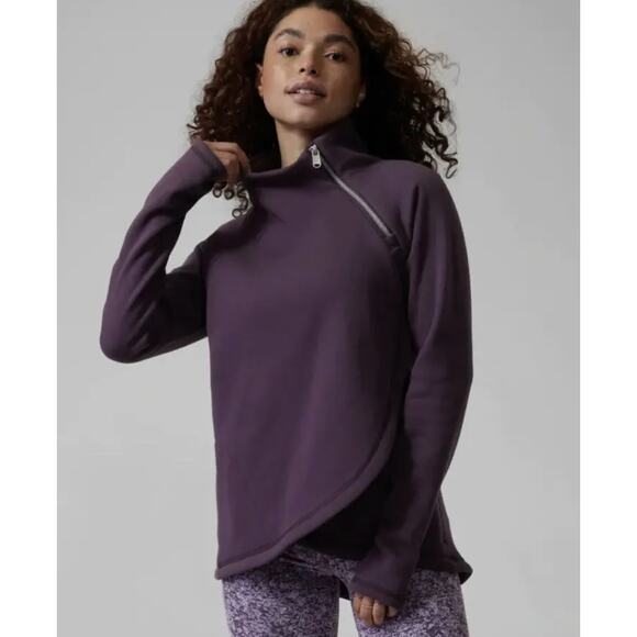 Athleta Cozy Karma Asym Pullover Sweatshirt Purple small - Picture 1 of 8